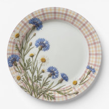 "Cornflower & Daisy Herbarium Plaid"