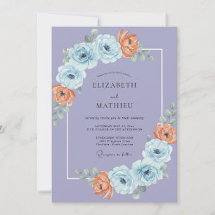 Cornflower Dusty Terracotta Peony Wedding Invitation
