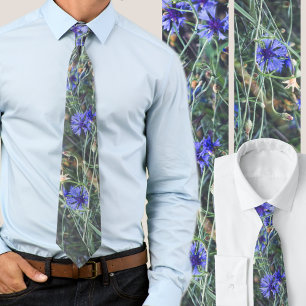 Cornflower field neck tie