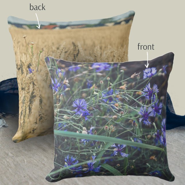 Cornflower field throw pillow (Creator Uploaded)