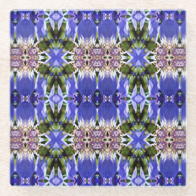 CORNFLOWER FLOWERS GLASS COASTER (Front)