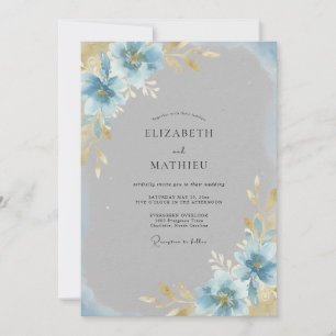 Cornflower Gold Petal Wedding Invitation
