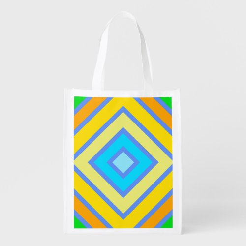 Cornflower Harmonious Colors Angled Line Art  Grocery Bag