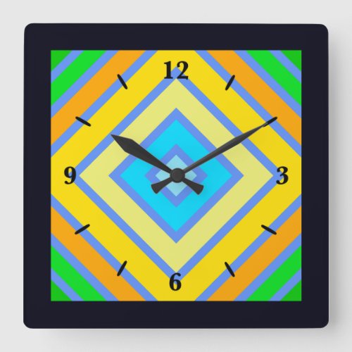 Cornflower Harmonious Colors Angled Line Art Square Wall Clock