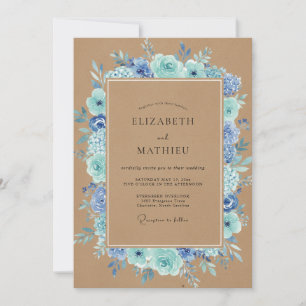 Cornflower Kraft Painted Wedding Invitation