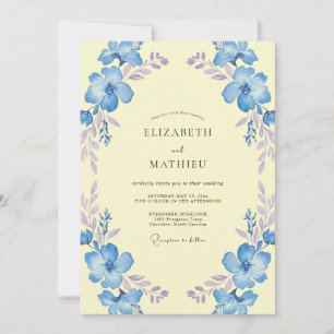 Cornflower Lilac Wreath Wedding Invitation