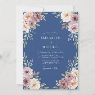 Cornflower Mauve Leafy Wedding Invitation