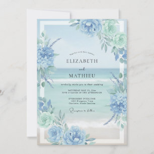 Cornflower Mint Hydrangea Eucalyptus Wedding Invitation