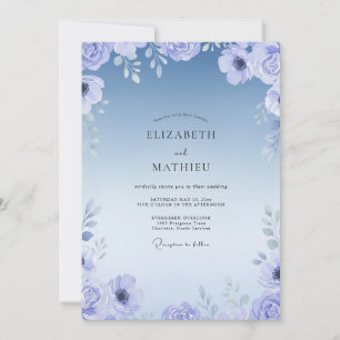 Cornflower Painted Leafy Wedding Invitation