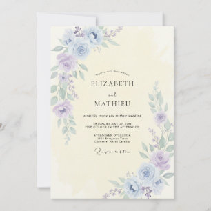 Cornflower Periwinkle Peony Wedding Invitation