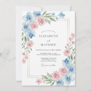 Cornflower Petal Peony Wedding Invitation