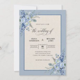 Cornflower Petal Romantic Wedding Invitation