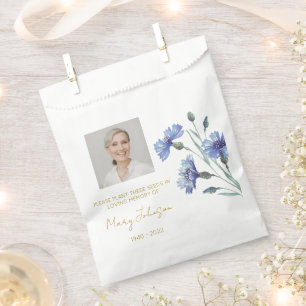 Cornflower Simple Photo Funeral Seed Favor Bag