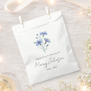 Cornflower   Simple Seed packet Funeral  Favor Bag