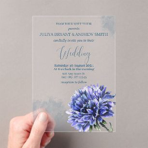 Cornflower simple wedding  acrylic invitations