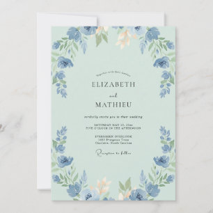 Cornflower Sky Peony Wedding Invitation
