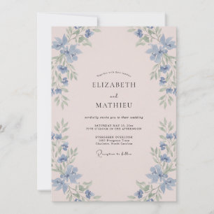 Cornflower Soft Blush Petal Wedding Invitation