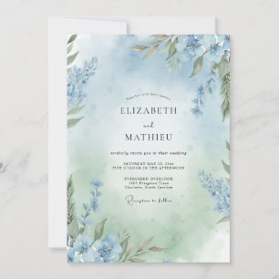 Cornflower Soft Sage Wildflower Wedding Invitation