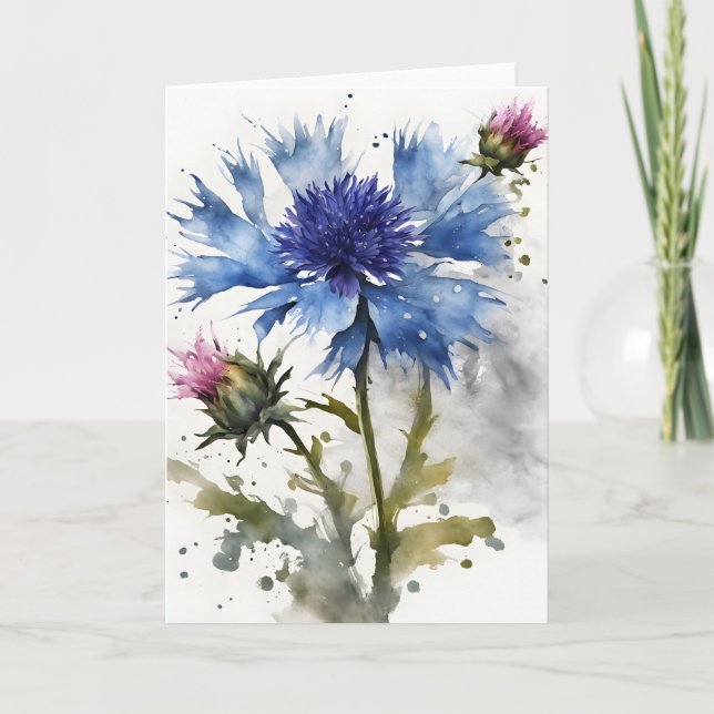 Cornflower - Watercolor flowers Card (Front)