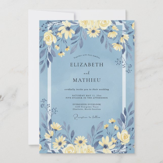 Cornflower Yellow Wildflower Wedding Invitation (Front)