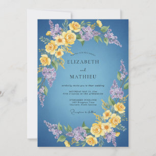 Cornflower Yellow Wisteria Wedding Invitation