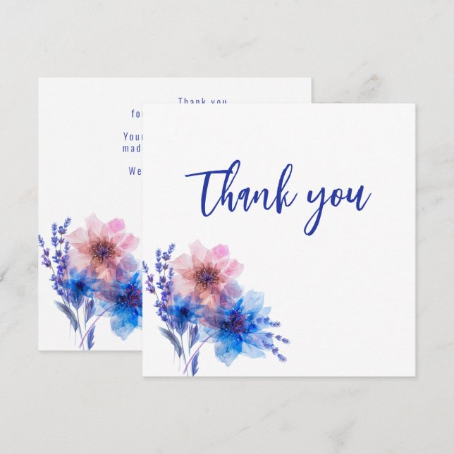 💍 Cornflowers and Lavender Bliss  Thank You Card (Front/Back)