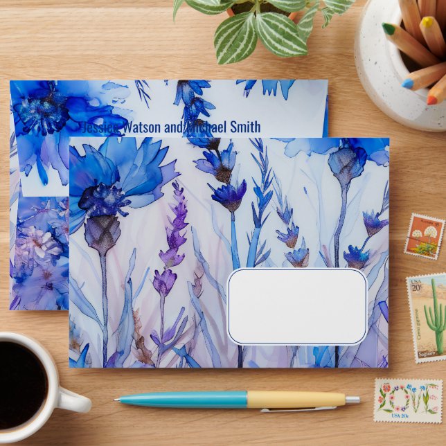 💍 Cornflowers and Lavender Elegance Envelope (Desk)