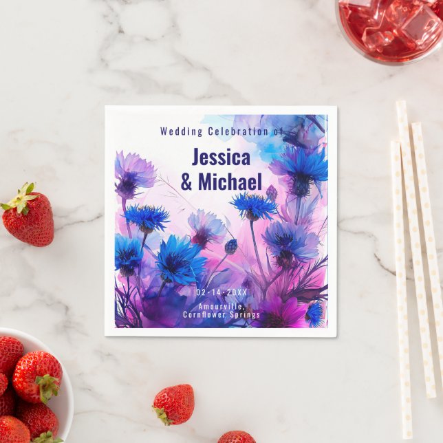 💍🪻  Cornflowers and Lavender Elegance Napkins (Insitu)