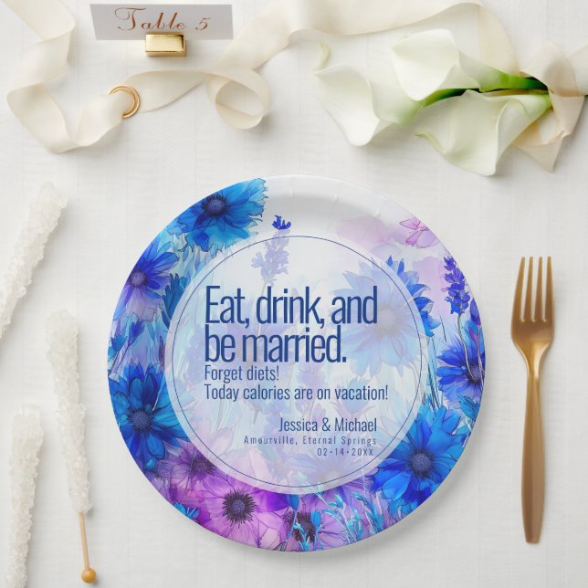 💍 Cornflowers and Lavender Elegance Paper Plates (Wedding)