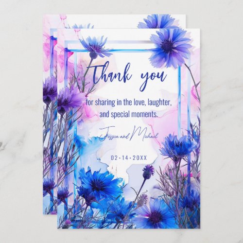  Cornflowers and Lavender Elegance Thank You Card