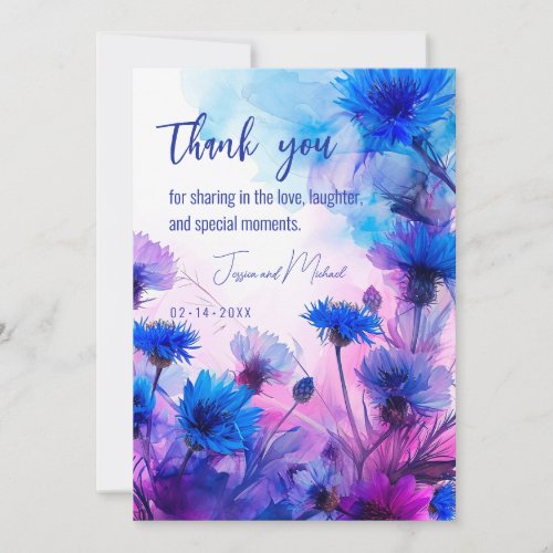  Cornflowers and Lavender Elegance Thank You Card