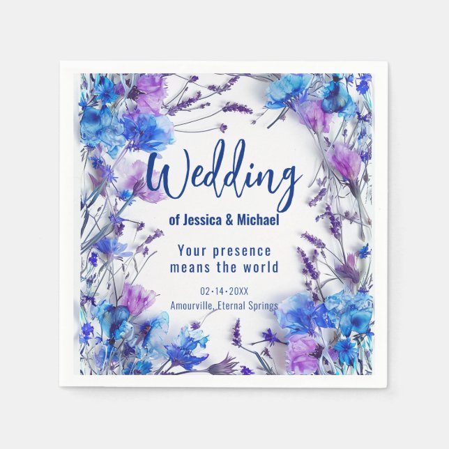 💍Cornflowers and Lavender  Napkins (Front)