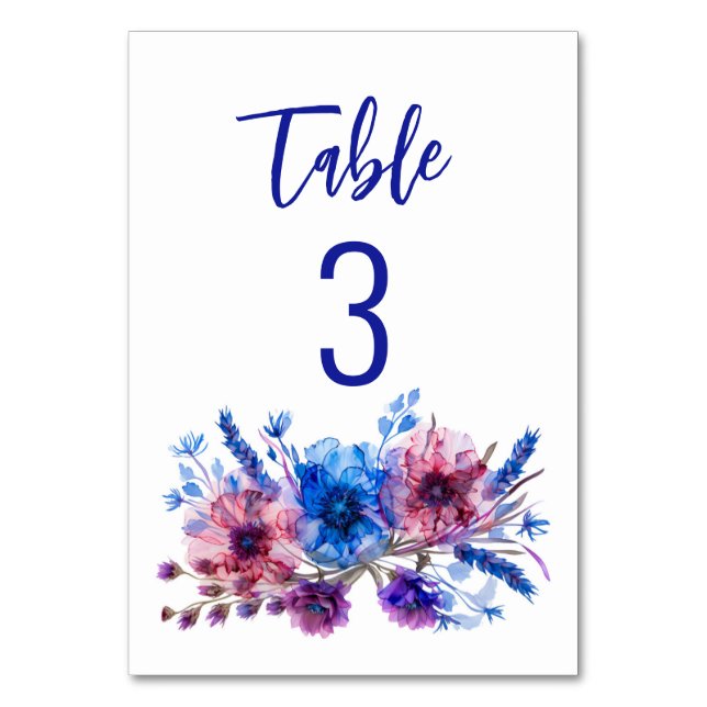 💍Cornflowers and Lavender  Table Number (Front)