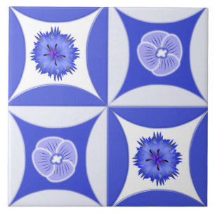 Cornflowers and Speedwells in the Barn Door Ceramic Tile
