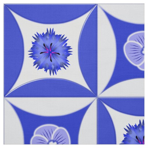 Cornflowers and Speedwells in the Barn Door Fabric