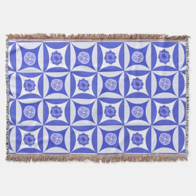 Cornflowers and Speedwells in the Barn Door Throw Blanket (Front)