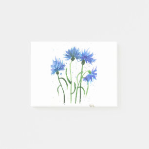 Cornflowers blue flowers watercolor post-it notes
