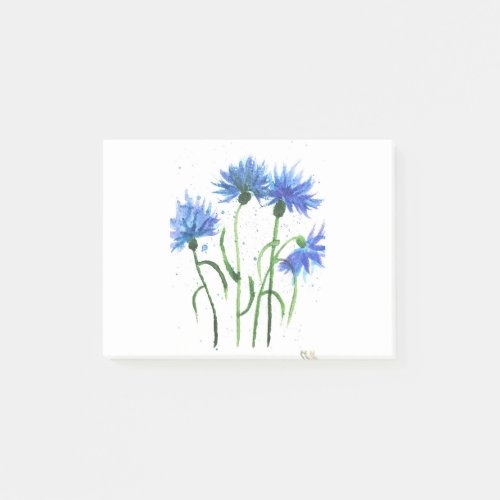 Cornflowers blue flowers watercolor post_it notes