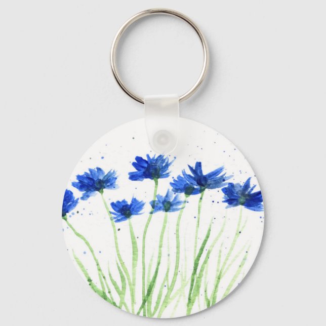Cornflowers flowers keychain (Front)