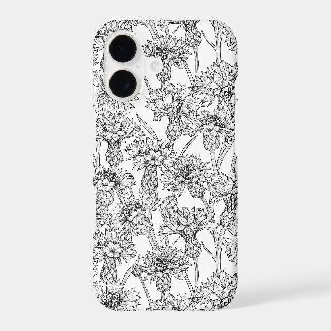 Cornflowers, wild flowers in black and white Case-Mate iPhone case (Back)