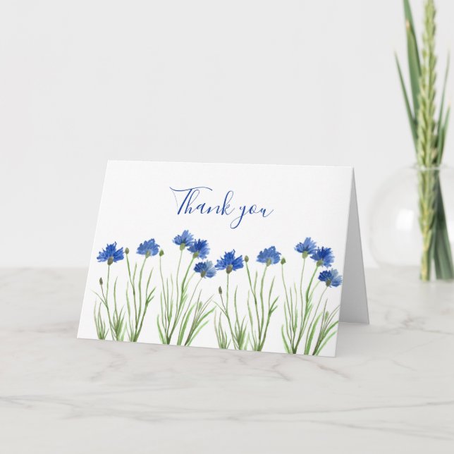 Cornflowers Wildflower Floral Wedding Thank you  Card (Front)