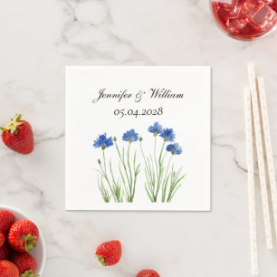 Cornflowers Wildflowers Flowers Watercolor Wedding Napkins
