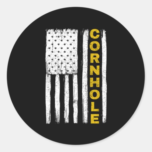 Cornhole 4Th Of July Patriotic Flag Classic Round Sticker