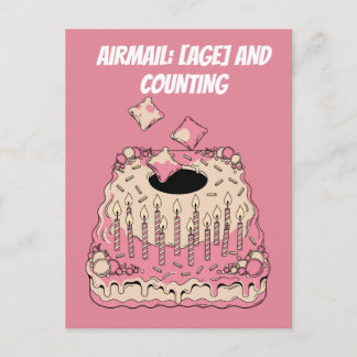 Cornhole Airmail Birthday Cake Joke Humor Postcard