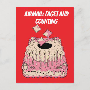 Cornhole Airmail Birthday Cake Joke Humor Postcard