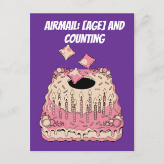 Cornhole Airmail Birthday Cake Joke Humor Postcard