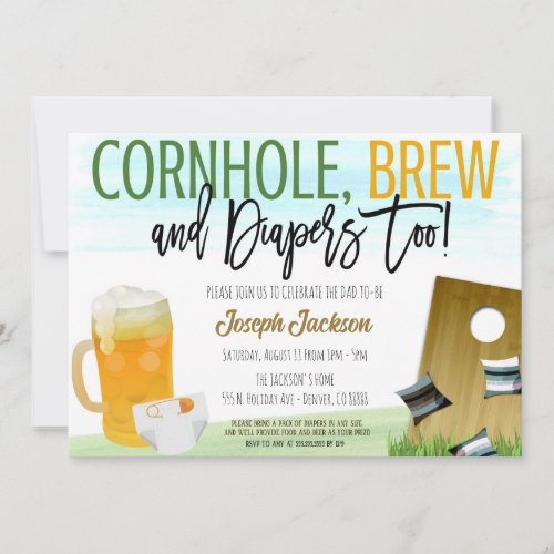 Cornhole and Beer Baby Shower Invitation