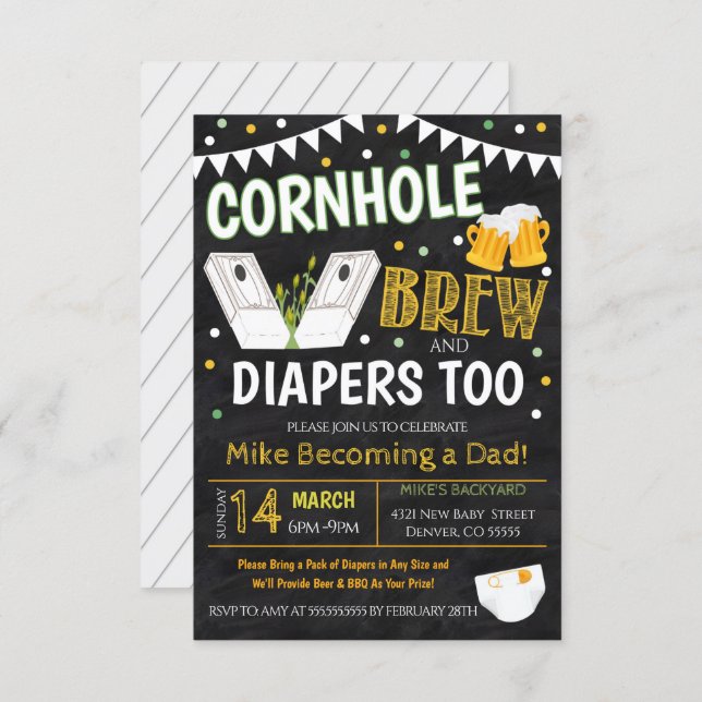 Cornhole and Beer Baby Shower Invitation