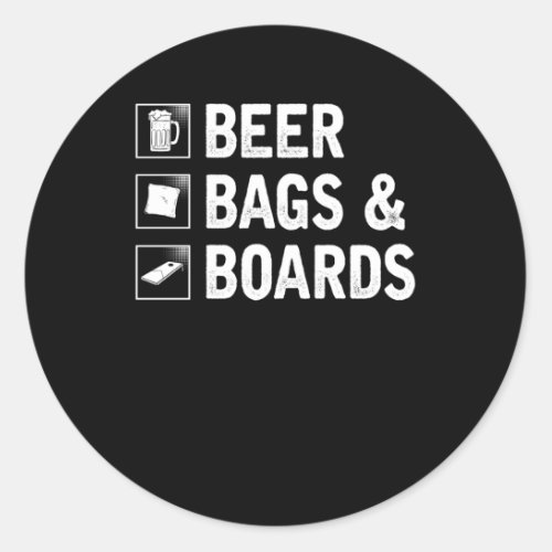 Cornhole Bag and Beer Drinking Corn Player Classic Round Sticker