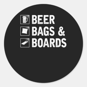 Cornhole Bag and Beer Drinking Corn Player Classic Round Sticker